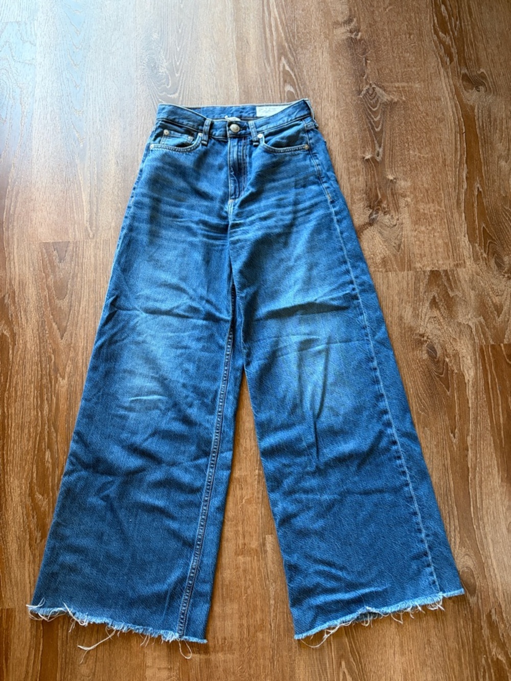 rag & bone Wide-Leg High-Rise Jeans in Blue Denim